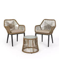 Russel 3pc Outdoor Wicker 2 Seater Chat Set: Flared Design, Glass Tabletop - Christopher Knight Home