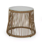 Ensemble de conversation en osier 3 pièces Russel pour 2 personnes : design évasé, plateau en verre - Christopher Knight Home