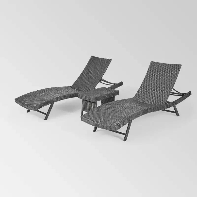 Ensemble de 3 chaises longues en osier Kauai gris - Christopher Knight Home