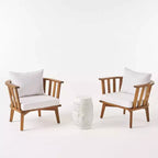 Ensemble Palmo 3 chaises de club et table en bois d'acacia 3 pièces : Mobilier d'extérieur, Résistant à l'eau - Christopher Knight Home