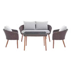 Ensemble de conversation d'extérieur Athènes 4 pièces en osier toutes saisons avec table basse de 26 po - Marron - Alaterre Furniture