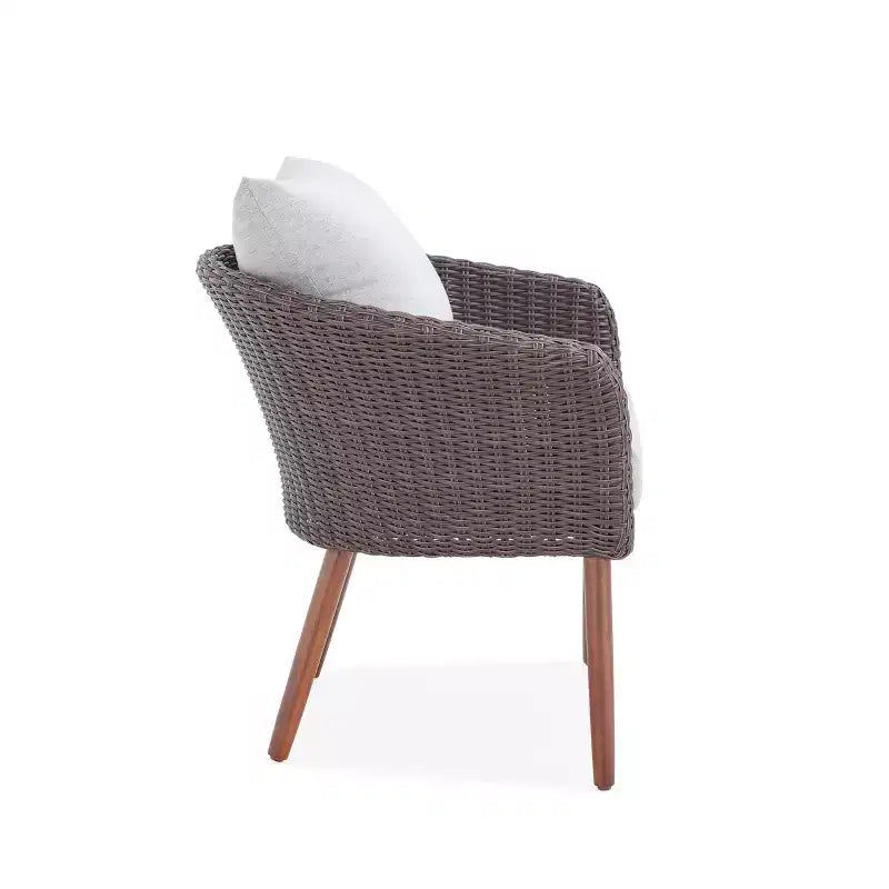 Ensemble de conversation d'extérieur Athènes 4 pièces en osier toutes saisons avec table basse de 26 po - Marron - Alaterre Furniture