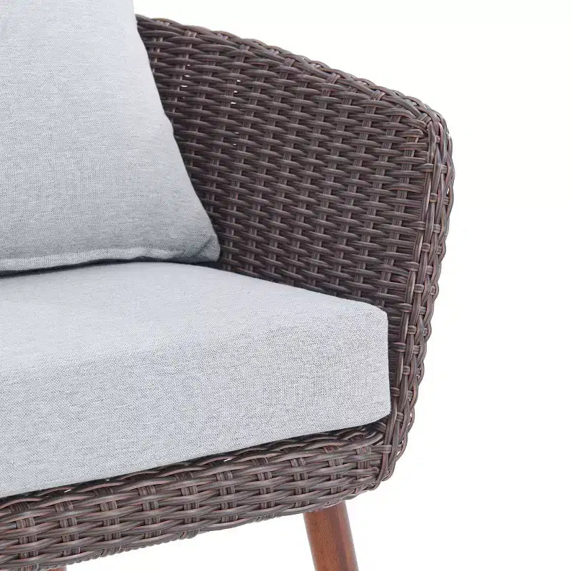 Ensemble de conversation d'extérieur Athènes 4 pièces en osier toutes saisons avec table basse de 26 po - Marron - Alaterre Furniture