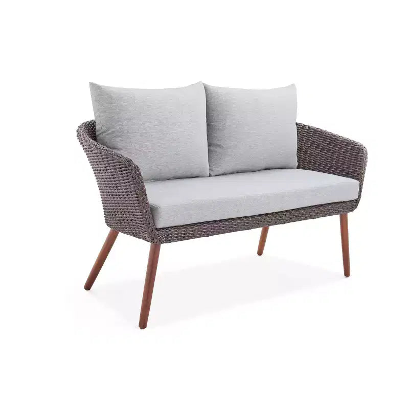 Ensemble de conversation d'extérieur Athènes 4 pièces en osier toutes saisons avec table basse de 26 po - Marron - Alaterre Furniture