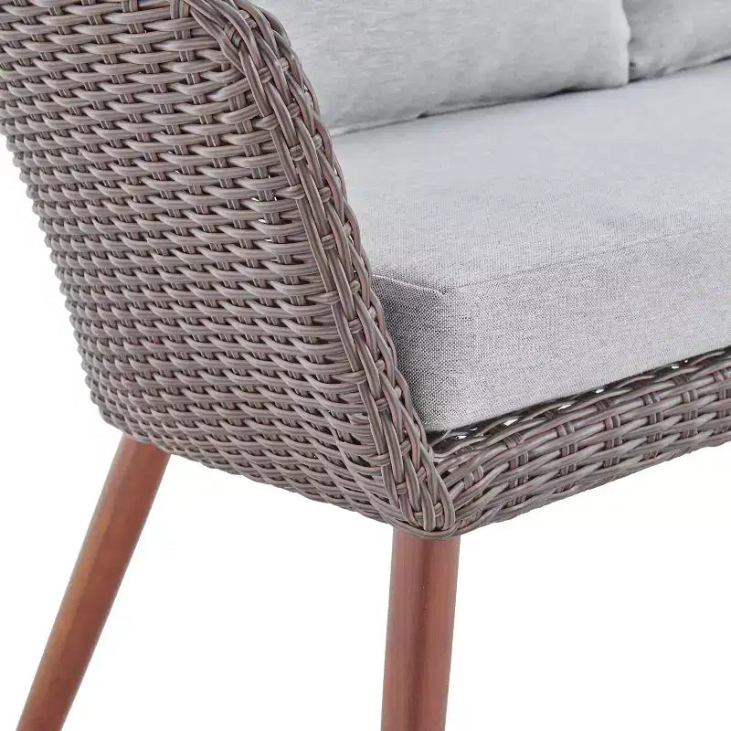 Ensemble de conversation d'extérieur Athènes 4 pièces en osier toutes saisons avec table basse de 26 po - Marron - Alaterre Furniture