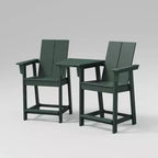 POLYWOOD Moore 3pc Outdoor Counter Patio Chair Set with Connecting Table Green