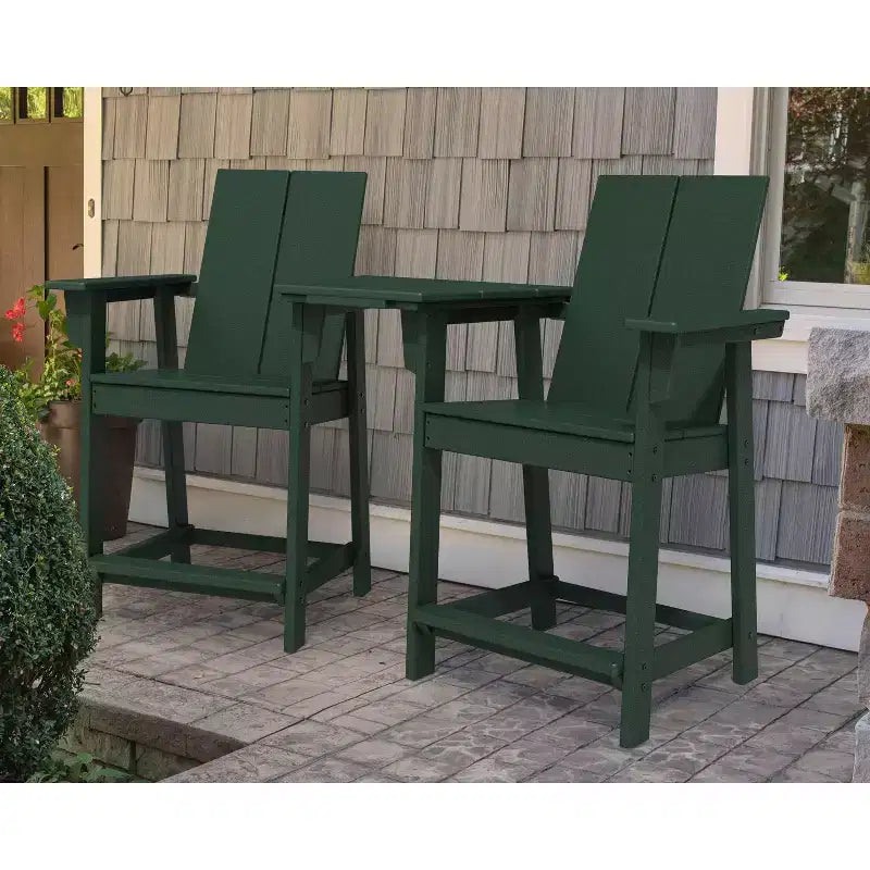 Ensemble de 3 chaises de comptoir d'extérieur POLYWOOD Moore avec table de connexion verte