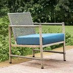 Captiva Designs Ensemble de conversation 4 pièces en acier et rotin pour terrasse avec table basse