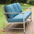 Captiva Designs Ensemble de conversation 4 pièces en acier et rotin pour terrasse avec table basse