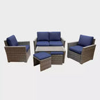 Leisure Made Newton 6pc Wicker Seating in Navy Fabric