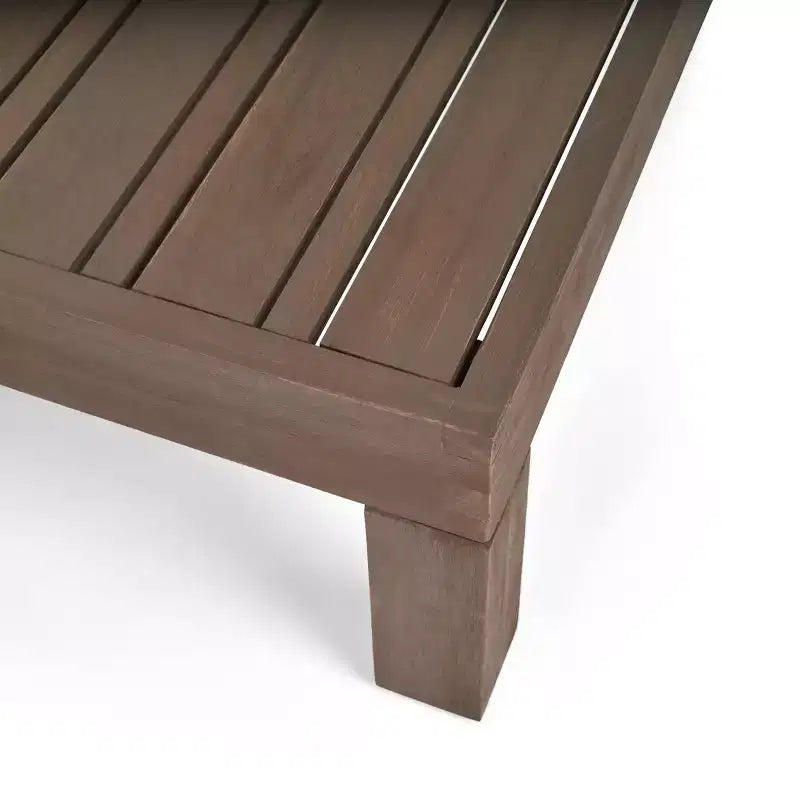 Causeuse avec accoudoir droit et table basse en bois d'acacia d'extérieur Oana, 2 pièces, avec coussin gris/blanc - Christopher Knight Home : Ensemble de salon de patio de transition