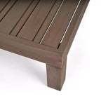 Causeuse avec accoudoir droit et table basse en bois d'acacia d'extérieur Oana, 2 pièces, avec coussin gris/blanc - Christopher Knight Home : Ensemble de salon de patio de transition