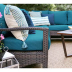 Canapé d'angle en osier 5 pièces Leisure Made Augusta, tissu Peacock