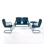 Ensemble de conversation d'extérieur 4 pièces en métal Ridgeland - Bleu marine - Crosley