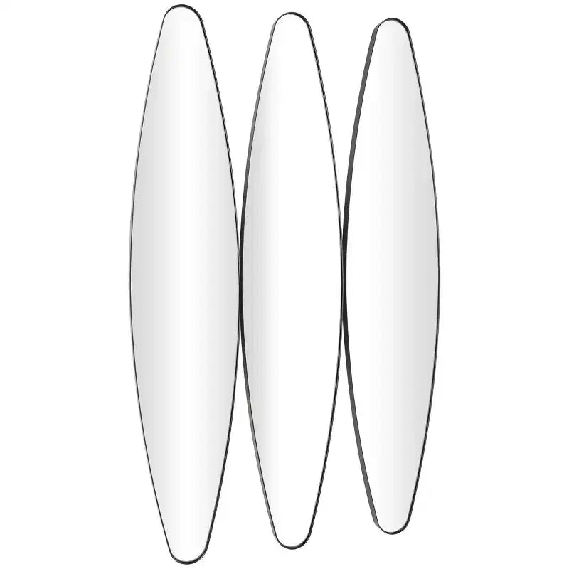 Lot de 3 miroirs muraux ovales allongés en métal noir – Décoration murale contemporaine