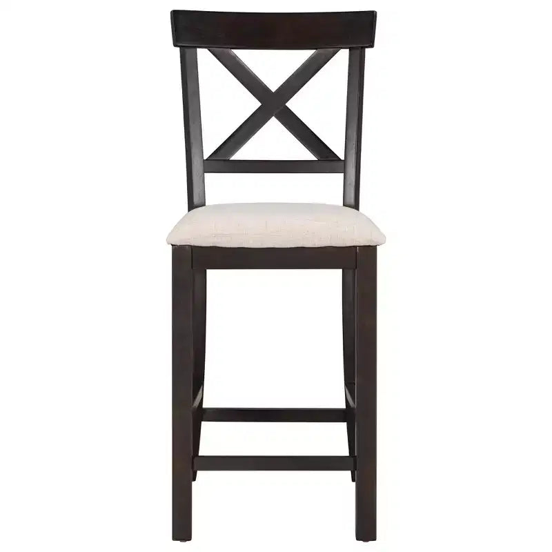 Ensemble de salle à manger Whisen 6 pièces hauteur comptoir avec étagère, 4 chaises et un banc