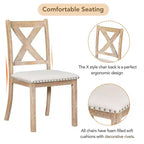 Table à manger extensible 6 pièces Whisen Farmhouse avec 4 chaises rembourrées et un banc
