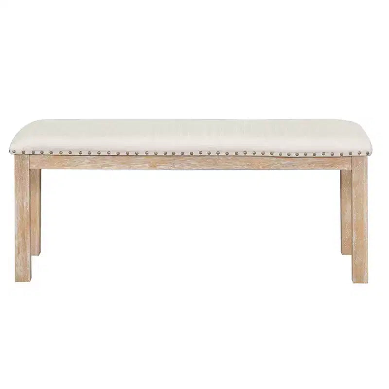 Table à manger extensible 6 pièces Whisen Farmhouse avec 4 chaises rembourrées et un banc