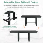 Table à manger extensible 6 pièces Whisen Farmhouse avec 4 chaises rembourrées et un banc