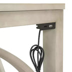 Ensemble de salle à manger 3 pièces Whisen Farmhouse hauteur comptoir avec port USB et tabourets rembourrés