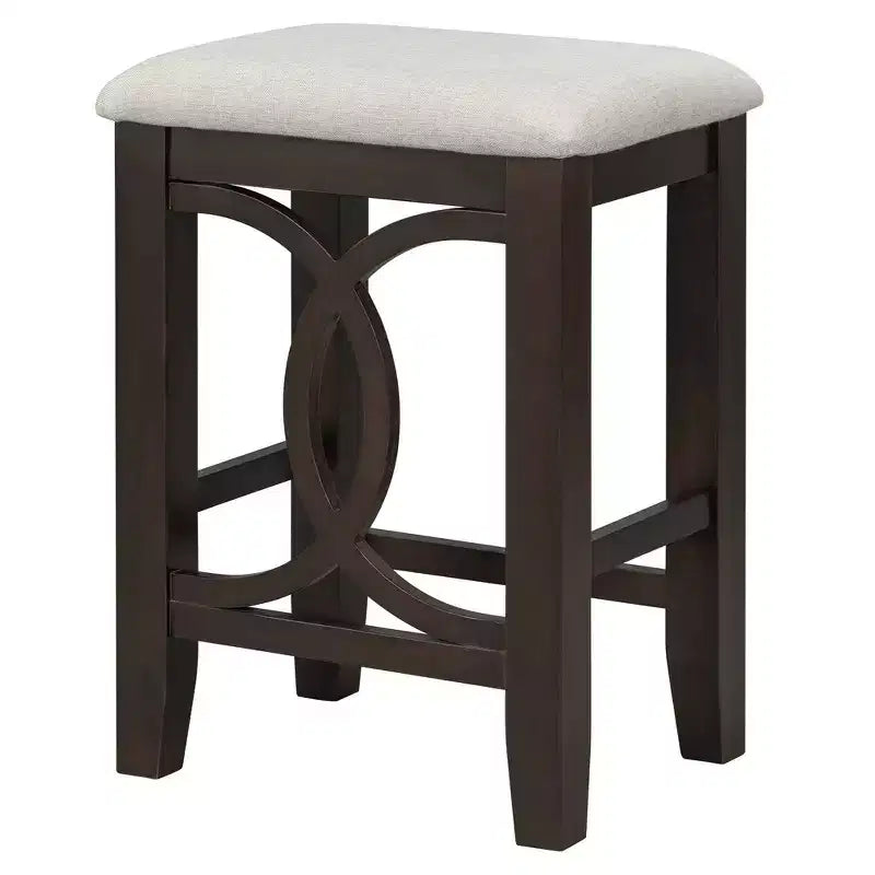 Ensemble de salle à manger 3 pièces Whisen Farmhouse hauteur comptoir avec port USB et tabourets rembourrés