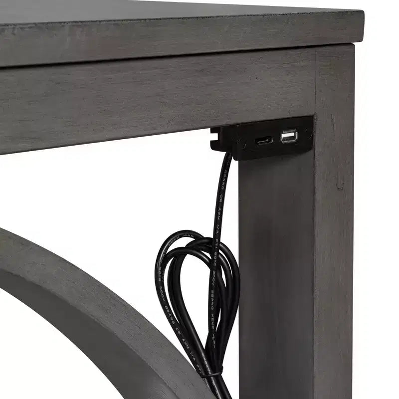 Ensemble de salle à manger 3 pièces Whisen Farmhouse hauteur comptoir avec port USB et tabourets rembourrés