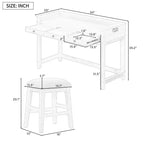 Ensemble table de bar Whisen 4 pièces avec 3 tabourets rembourrés et 3 tiroirs