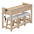 Ensemble table de bar Whisen 4 pièces avec 3 tabourets rembourrés et 3 tiroirs
