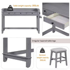 Ensemble table de bar Whisen 4 pièces avec 3 tabourets rembourrés et 3 tiroirs