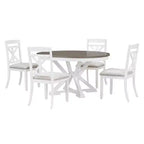 Ensemble de salle à manger Whisen 5 pièces avec table en bois extensible et 4 chaises rembourrées