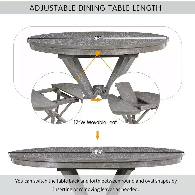 Ensemble de salle à manger Whisen 5 pièces avec table en bois extensible et 4 chaises rembourrées
