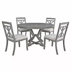 Ensemble de salle à manger Whisen 5 pièces avec table en bois extensible et 4 chaises rembourrées