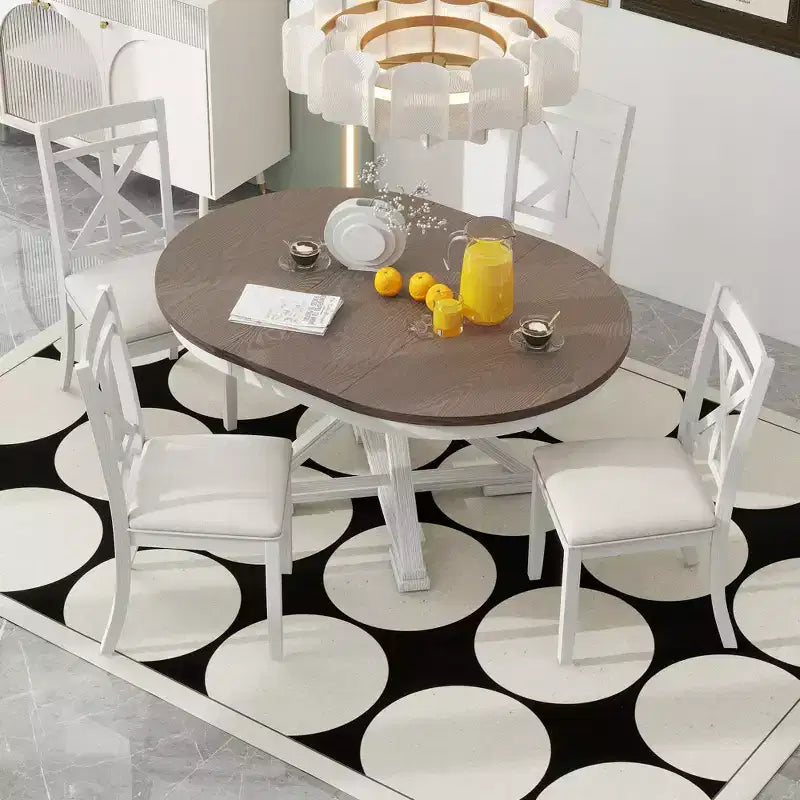 Ensemble de salle à manger Whisen 5 pièces avec table en bois extensible et 4 chaises rembourrées
