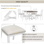 Ensemble de salle à manger Whisen 5 pièces avec table en bois extensible et 4 chaises rembourrées