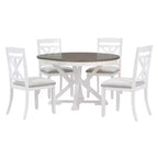 Ensemble de salle à manger Whisen 5 pièces avec table en bois extensible et 4 chaises rembourrées