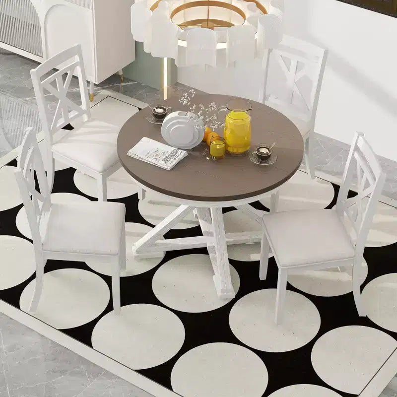 Whisen 5-Piece Extendable Wood Dining Table Set with 4-Upholstered Chairs
