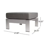 Christopher Knight Home Cape Coral Ensemble de 4 fauteuils de club et poufs d'extérieur en aluminium avec coussins, kaki/argent