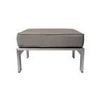 Christopher Knight Home Cape Coral Ensemble de 4 fauteuils de club et poufs d'extérieur en aluminium avec coussins, kaki/argent