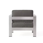 Christopher Knight Home Cape Coral Ensemble de 4 fauteuils de club et poufs d'extérieur en aluminium avec coussins, kaki/argent