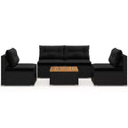 Ensemble de meubles d'extérieur Costway 5 pièces avec coussins d'assise et de dossier Plateau en bois d'acacia Bleu/Noir