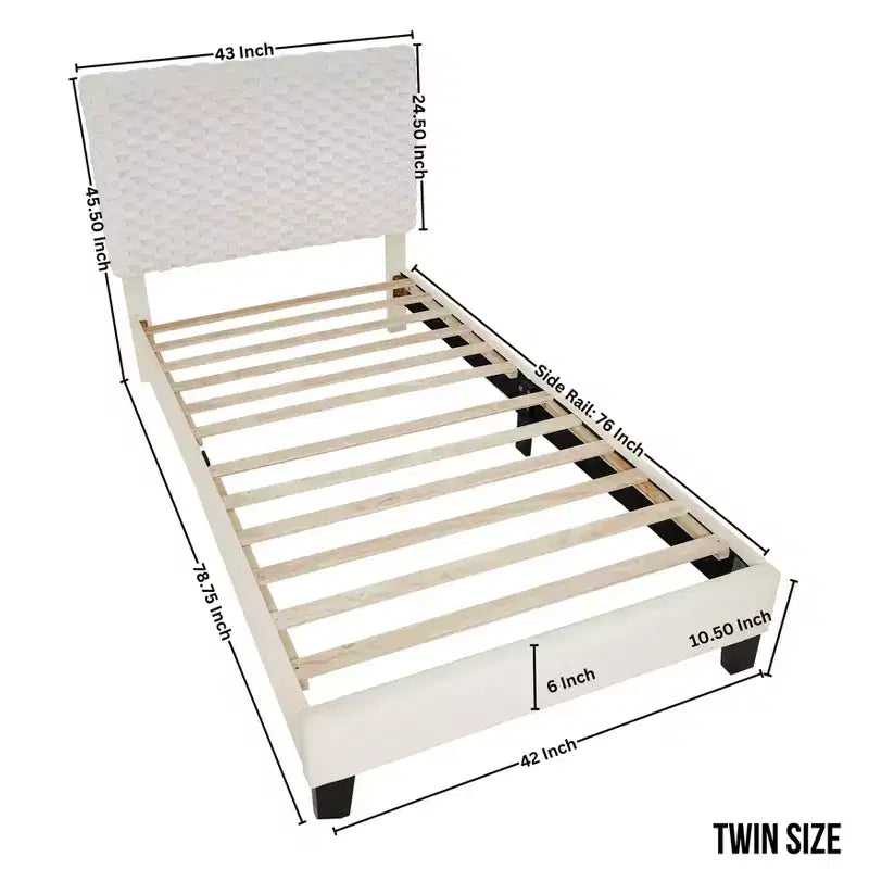 Ensemble de chambre Findlay 2 pièces, lit tapissé 3D moelleux avec table de chevet