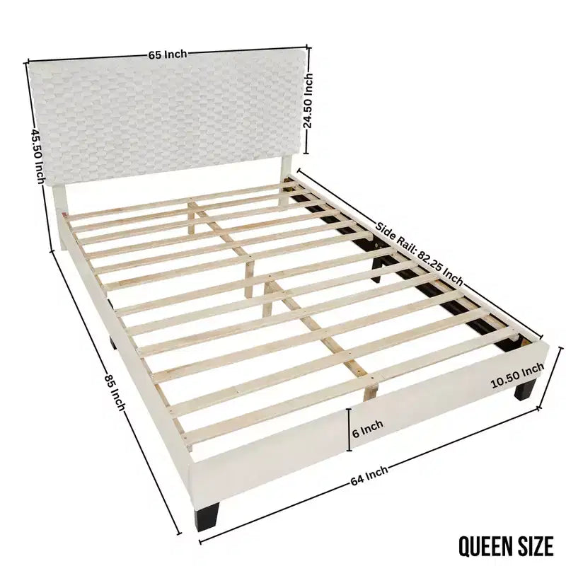 Ensemble de chambre Findlay 2 pièces, lit tapissé 3D moelleux avec table de chevet