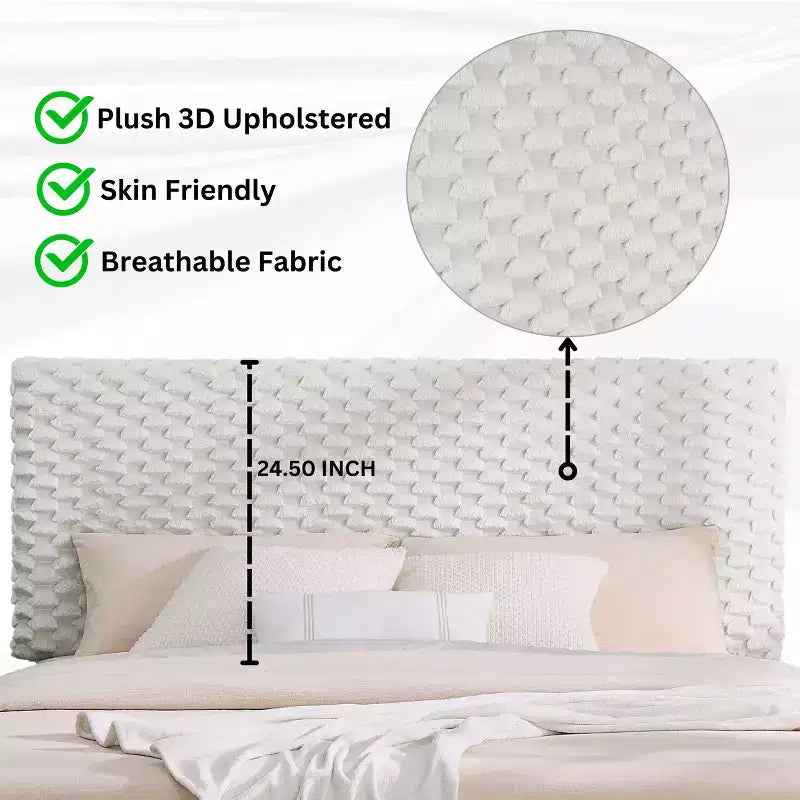 Ensemble de chambre Findlay 2 pièces, lit tapissé 3D moelleux avec table de chevet