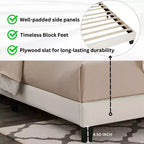 Ensemble de chambre Findlay 2 pièces, lit tapissé 3D moelleux avec table de chevet