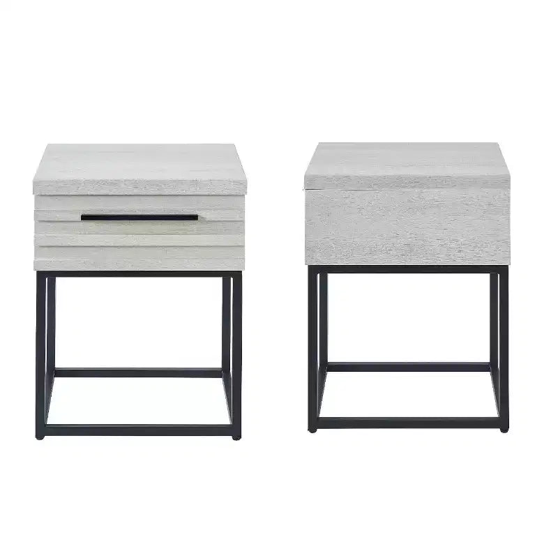 Ensemble de chambre Findlay 2 pièces, lit tapissé 3D moelleux avec table de chevet
