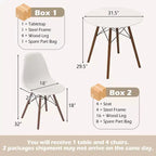 Costway Ensemble de table à manger moderne 5 pièces pour 4 personnes Table de salle à manger ronde avec pieds en bois massif Noir/Marron/Blanc