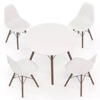 Costway Ensemble de table à manger moderne 5 pièces pour 4 personnes Table de salle à manger ronde avec pieds en bois massif Noir/Marron/Blanc