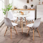 Costway Ensemble de table à manger moderne 5 pièces pour 4 personnes Table de salle à manger ronde avec pieds en bois massif Noir/Marron/Blanc
