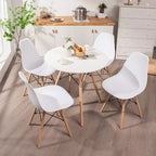 Costway Ensemble de table à manger moderne 5 pièces pour 4 personnes Table de salle à manger ronde avec pieds en bois massif Noir/Marron/Blanc