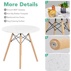 Costway Ensemble de table à manger moderne 5 pièces pour 4 personnes Table de salle à manger ronde avec pieds en bois massif Noir/Marron/Blanc